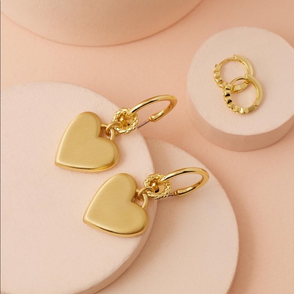 Luv AJ Gold Heart Earrings and Huggie Set - Picture 4 of 5